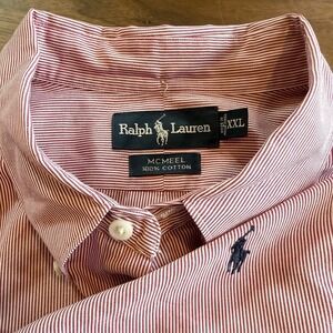 Polo Ralph Lauren L/S Oxford Button Front Shirt Men Sz XXL Red Stripes McMeel